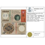 1,000 zlotys, October 29, 1965; Series G, serial number 0000000, ...