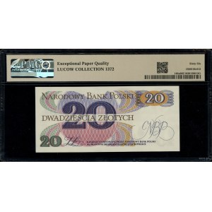 20 zlotych, June 1, 1982; Series F, serial number 8370430; Luco...