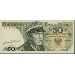50 złotych, 9.05.1975; seria AR, numeracja 0750380, z o...