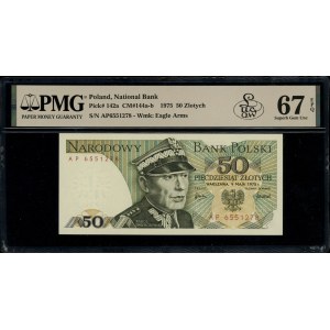 50 złotych, 9.05.1975; rzadka seria AP, numeracja 65512...
