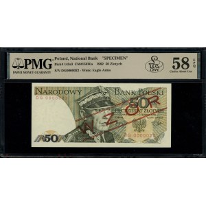 50 złotych, 1.06.1982; seria DG, numeracja 0000022, z c...