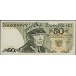 50 złotych, 1.06.1982; rzadsza seria DE, numeracja 6095...