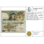 50 złotych, June 1, 1986; EG series, serial number 0000000, with c...