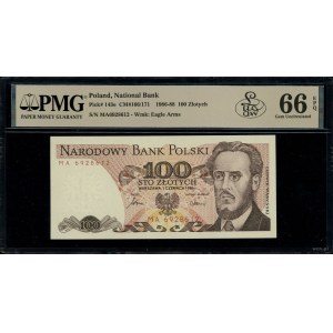 100 złotych, 1.06.1986; rzadsza seria MA, numeracja 692...