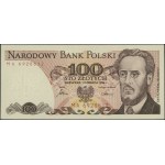 100 złotych, 1.06.1986; rzadsza seria MA, numeracja 692...