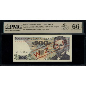 200 złotych, 25.05.1976; seria A, numeracja 0000000, z ...