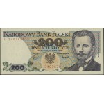 200 złotych, 25.05.1976; bardzo rzadka seria L, numerac...