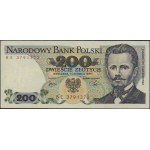200 zlotych, June 1, 1979; rare BE series, number 3791...