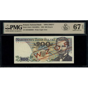 200 złotych, 1.06.1982; seria BW, numeracja 0000085, z ...