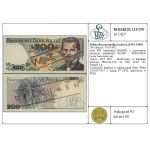 200 złotych, 1.06.1982; seria BW, numeracja 0000085, z ...
