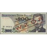 200 zloty, 1° giugno 1986; serie CR, numerazione 0000000, con ...