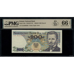 200 złotych, 1.06.1986; seria DA, numeracja 8305020; Lu...