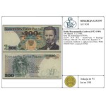 200 zlotych, December 1, 1988; EB series, serial number 0199946; Lu...