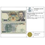 200 zlotych, December 1, 1988; EK series, serial number 0154324; Lu...