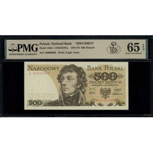 500 złotych, 16.12.1974; seria A, numeracja 0000000, ma...