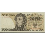 500 złotych, 16.12.1974; seria A, numeracja 0000000, ma...