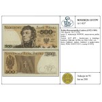 500 zlotych, December 16, 1974; Series A, serial number 0000000, has...