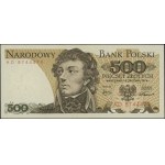 500 złotych, 16.12.1974; rzadka seria AD, numeracja 874...
