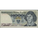 1.000 złotych, 2.07.1975; wyjątkowo rzadka seria AW, nu...