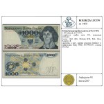 1,000 zlotys, July 2, 1975; an exceptionally rare AW series, nu...