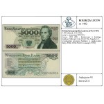 5,000 zlotys, June 1, 1982; Series A, serial number 0800150; L...