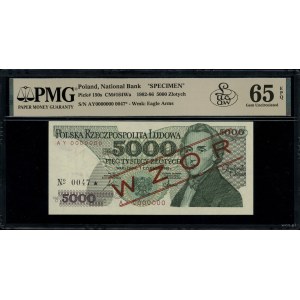 5.000 złotych, 1.06.1986; seria AY, numeracja 0000000, ...