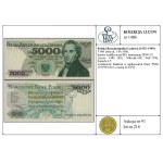 5.000 złotych, 1.06.1986; bardzo rzadka seria BD, numer...