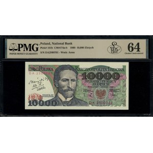 10.000 złotych, 1.12.1988; seria DA, numeracja 2500701,...