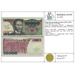 10,000 zlotys, December 1, 1988; series DA, serial number 2500701,...