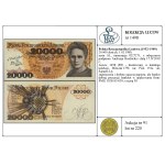 20,000 zlotys, February 1, 1989; AL series, serial number 8227271,...
