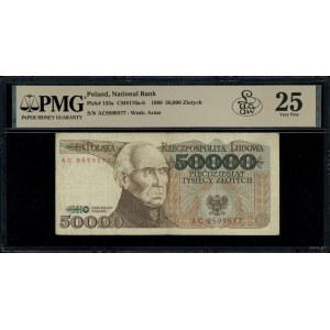50.000 złotych, 1.12.1989; seria AC, numeracja 8599577,...
