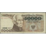 50.000 złotych, 1.12.1989; seria AC, numeracja 8599577,...