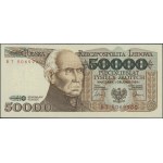 50.000 złotych, 1.12.1989; ekstremalnie rzadka seria BT...
