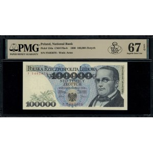 100.000 złotych, 1.02.1990; bardzo rzadka seria F, nume...