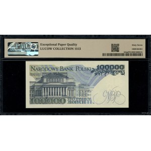 100.000 złotych, 1.02.1990; bardzo rzadka seria F, nume...