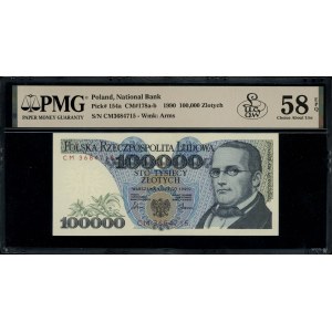100.000 złotych, 1.02.1990; ekstremalnie rzadka seria C...