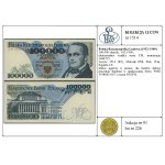 100,000 zlotys, February 1, 1990; an extremely rare C series...