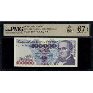 100.000 złotych, 16.11.1993; seria AE, numeracja 649096...