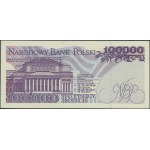 100.000 złotych, 16.11.1993; seria AE, numeracja 649096...