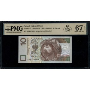 10 złotych, 25.03.1994; seria londyńska AD, numeracja 1...