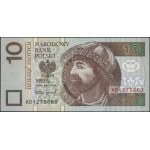 10 złotych, 25.03.1994; seria londyńska AD, numeracja 1...