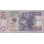 20 złotych, 25.03.1994; seria londyńska AG, numeracja 6...