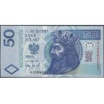 50 złotych, March 25, 1994; London series AJ, serial number 0...