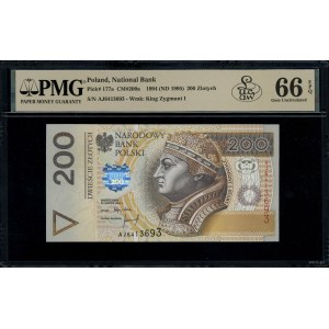 200 złotych, 25.03.1994; seria londyńska AJ, numeracja ...