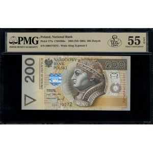 200 złotych, 25.03.1994; seria DB, numeracja 6173572; L...