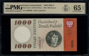 1.000 złotych, 24.05.1962; seria A, numeracja 0000000, ...