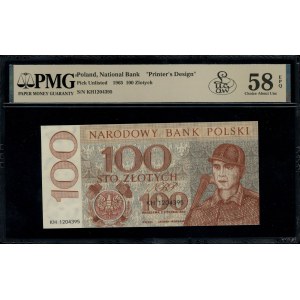 100 złotych, 2.01.1965; seria KH, numeracja 1204395, be...