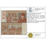 100 zlotych, January 2, 1965; KH series, serial number 1204395, be...