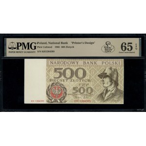 500 złotych, 2.01.1965; seria KH, numeracja 1204395, z ...