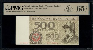 500 złotych, 2.01.1965; seria KH, numeracja 1204395, z ...